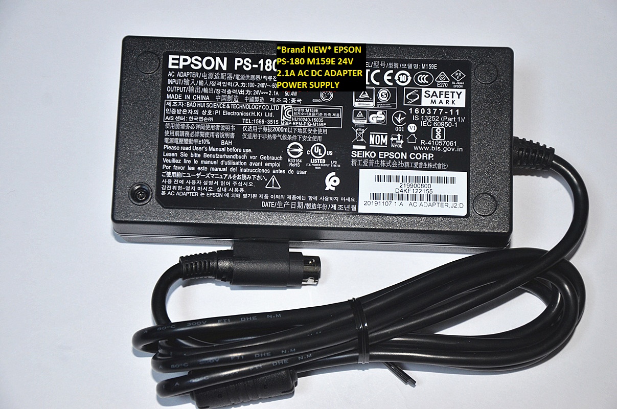 *Brand NEW* EPSON M159E PS-180 24V 2.1A AC DC ADAPTER POWER SUPPLY